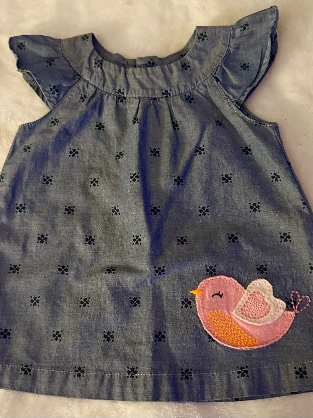 Carter's Gray Floral Eyelet One-Piece